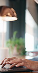 Hands, business and woman with laptop at cafe for research, court case and online evidence. Mature lawyer, reading and tech with witness testimony, lawsuit and confidential information at coffee shop