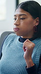 Tired, breathing and business woman with stress for fatigue, deadline pressure or financial mistake. Burnout, overwork and accountant in office for tax error, audit crisis and exhausted person