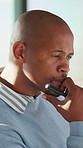 Thinking, office and black man with business ideas for finance report with budget planning. Problem solving, solution and African male financial manager with decision on investment risk in workplace.