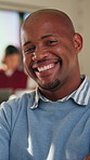 Crossed arms, happy and face of black man in office with confidence for finance career with about us. Laugh, professional and portrait of African male financial manager with pride for job opportunity