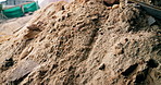 Rubble, building and sand for construction on site for structure development with cleaning area. Dirt, dust and concrete for industry project with renovation, maintenance or repairs with demolition.
