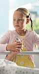 Medical, child and comfort patient with visit in hospital bed for healing support, empathy and care. Clinic, girl kid and holding hands with sick person for recovery assurance, post surgery and love