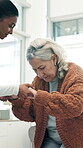 Help, holding hands and senior woman with doctor in hospital for appointment or healthcare. Assistance, checkup and medical professional with old patient in clinic for assessment, empathy or support