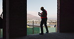 Phone, success and engineer man celebrate good news online for civil engineering or architecture award. Construction site, tech or excited person for vision, achievement or prize for architect design
