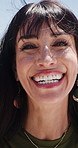Face, laughing and windy with business woman outdoor for inspiration or job opportunity. Breeze, funny and reflection with mature person in city for career ambition, mindfulness or perspective