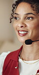 Call center, guidance or woman with headset, contact us or investment advice in crm service. Assistance, tech or finance consultant with microphone, online banking or feedback in loan support.