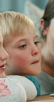 Happy, mom and children watching movie in home for bonding, connection and family on weekend. Smile, love and mother with kids for streaming film, show or series online together in apartment.