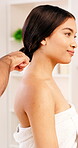 Acupuncture, back and woman client in spa for treatment of muscle tension or pain relief. Alternative medicine, healthcare or needle with patient and therapist in wellness clinic for recovery
