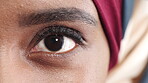 Blink, eye and vision with woman at clinic for optometry appointment or medical checkup. Healthcare, optical and sight with patient at ophthalmology assessment for visual correction or improvement