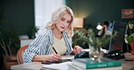 Creative, sketching and businesswoman with tech in office, graphic designer and project with laptop. Typing, online and person with stylus for design, coworking and planning for assignment on website