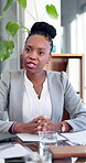 Discussion, woman and meeting with file in office for budget review, financial feedback or update. Finance manager, team and talk with documents for company performance, goal setting and action plan