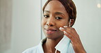 Face, woman and remove mask in home for post illness recovery, infection control and safety. Happy, black person and take off flu protection in house for viral clearance, healing and end of disease