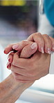 Holding hands, checkup and nurse with woman in hospital for recovery, support or rehabilitation. Comfort, consultation and healthcare worker with female patient for empathy in ward at clinic.