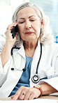 Doctor, phone call and woman in hospital, telehealth and conversation with patient for appointment. Medical professional, talk and mature person with mobile for consultation, schedule and feedback