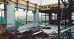 Scaffolding, house and real estate for construction site, development project or home renovation. Property, framework and architecture with structure, building and suburban improvement or engineering