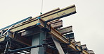 Scaffolding, structure and real estate for construction site, development project or home renovation. Property, framework and architecture with house, building and suburban improvement or engineering