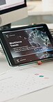Office, hands or people with tablet screen for presentation, workforce trends or planning for future. Transformation proposal, staff or corporate culture for retention strategy, tech or hr initiative