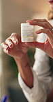 Hands, doctor and talking in office with pills, dosage and instructions for prescription. Woman, explain or container with medicine, supplements and medical advisory for drugs side effects for health