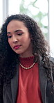 Mental health, sad or woman in office with group therapy, anxiety trigger or memory of trauma. Grief, employee or person with depression, overthinking or emotional fatigue in counseling session.