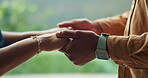 Couple, holding hands and bonding at park, care and connection with partner on break and commitment. People, love and affection for spouse in nature, together and loyalty for relationship or support