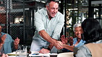 B2B, applause or people in firm with handshake, funding approval or deal celebration in meeting. Happy, clap or finance analyst with shaking hands, investment success or opportunity in partnership.
