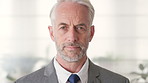 Face, business and man in office, trader and pride for career ambition, professional and calm. Investor, financial advisor and mature person in workplace, corporate startup and stock market expert