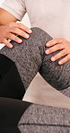 Physiotherapy, hands and knee massage for rehabilitation, recovery or joint injury for help. Physical therapy, healing support and muscle pain with person for healthcare, consultation or treatment