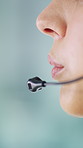 Contact us, mouth and agent consulting in call center for customer service, online help and CRM. Advice, woman and talking on headset at helpdesk for inbound assistance, client support and feedback