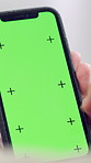 Hands, scroll and phone with green screen, online and searching for ebook on website or subscription. Browsing, novel and person with tech for entertainment, display and fiction series on mobile