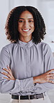 Face, business and woman with arms crossed in office, talent management and human resources career. Portrait, professional and manager with confidence for employee relations, recruitment and smile
