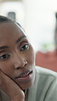 Frustrated, woman or couple with argument in home, marriage dispute or ignore for affair confession. Disappointment, relationship crisis or black people with fight for cheating, betrayal or angry