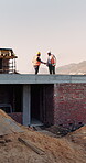 Construction, men and handshake with tablet on site for inspection pass, safety code or agreement. Tech, inspector and shaking hands with foreman outdoor for compliance, success or teamwork on mockup