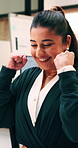 Fist pump, laptop and businesswoman in office with winning, good news or approval of finance report. Excited, job promotion and financial advisor with celebration for investment profit in workplace.