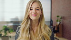 Professional, happy and face of businesswoman in office with confidence for finance career. Smile, job opportunity and portrait of financial manager with pride for company about us in workplace.
