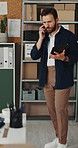 Phone call, talking and man on tablet for shipping, supply chain and logistics for client. Business, ecommerce and person on cellphone for discussion, update and communication for delivery schedule