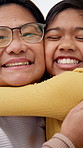 Smile, face and grandmother with child for hug, bonding and relationship on weekend together. Family, happy and portrait of girl with grandma for connection, support and embrace for affection in home