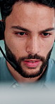 Call center, office and businessman on computer for finance advice, insurance policy and contact. Talking, financial advisor and person with headset for customer support, online consulting and help