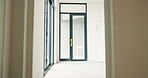 Door, renovation and empty new home for real estate,  improvement and property development. Interior, remodeling project and house makeover for upgrade with refurbishment, restoration or maintenance.