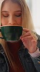 Happy, cafe and woman on laptop with coffee for remote work, copywriting and website for break. Freelancer, restaurant and person on computer for project, report and submission with cappuccino