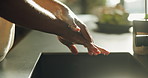 Hygiene, soap and person washing hands in home for health maintenance, germ removal or wellness. Man, kitchen sink and cleaning skin for bacteria prevention, safety and self care with disinfection