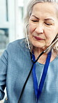 Medical, doctor and woman in hospital with stethoscope, support and healthcare professional. Person, employee and heart listening equipment in clinic with wellness, help and feedback for results