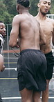 Excited, men or winning with celebration on basketball court for score, point or team success. Happy group, male people or athletic players with smile or body bump for goal or sport together on pitch