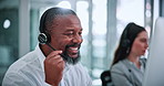 Call center, financial advisor and man in office on computer for help, advice and online consulting. Professional, finance and person on pc talking for customer support, communication and contact us