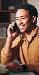 Office, small business and man with phone call for ecommerce, update and delivery schedule. Conversation, supply chain and person on digital tech for online order, inventory management and logistics
