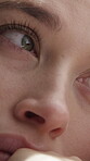 Reflection, sad and woman with depression for fail, mistake or regret in apartment. Anxiety, grief and thinking with lonely person crying in home for emotional stress, ptsd or trauma concern