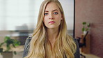 Woman, face and lawyer at office with confidence, pride and career at legal advisory company. Person, attorney or agent with job, portrait and consultant in workplace at corporate law firm in Germany