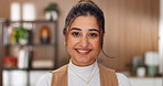Face, laugh or woman in office with pride, positive attitude or good mood as finance advisor. Portrait, smile or investment consultant with confidence, humor reaction or happy moment in workplace.