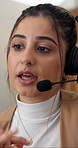 Telemarketing, online and woman with headset in home, freelancer and discussion with contact on web. Remote work, consultation and person with mic for communication, lead generation or sales in house