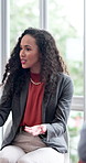 Therapist, woman and group counseling in business with conversation, wellness advice and empathy. Psychologist, person and discussion in office for mental health support, workshop or therapy meeting.