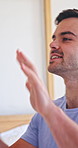 Talk, angry man or couple with fight on bed for compromise, domestic dispute or emotional tension. People, upset wife and disagreement in home with communication breakdown, toxic marriage and series